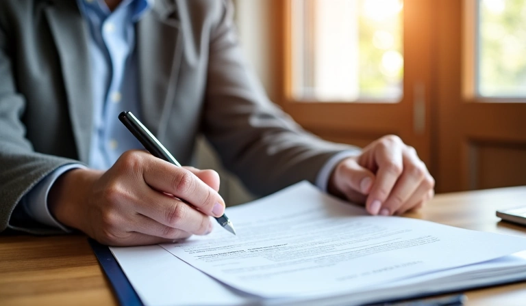 Senior beim Lesen von Versicherungsunterlagen