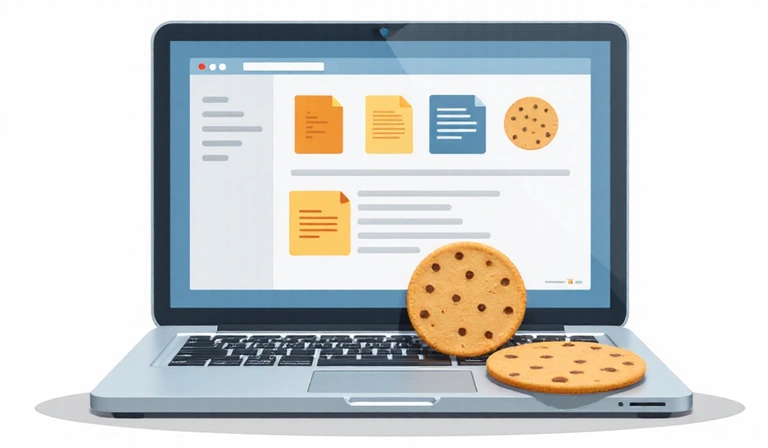 Illustration von Cookies auf einem Computer