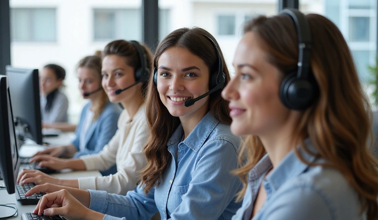 Freundliches Kundenserviceteam am Telefon
